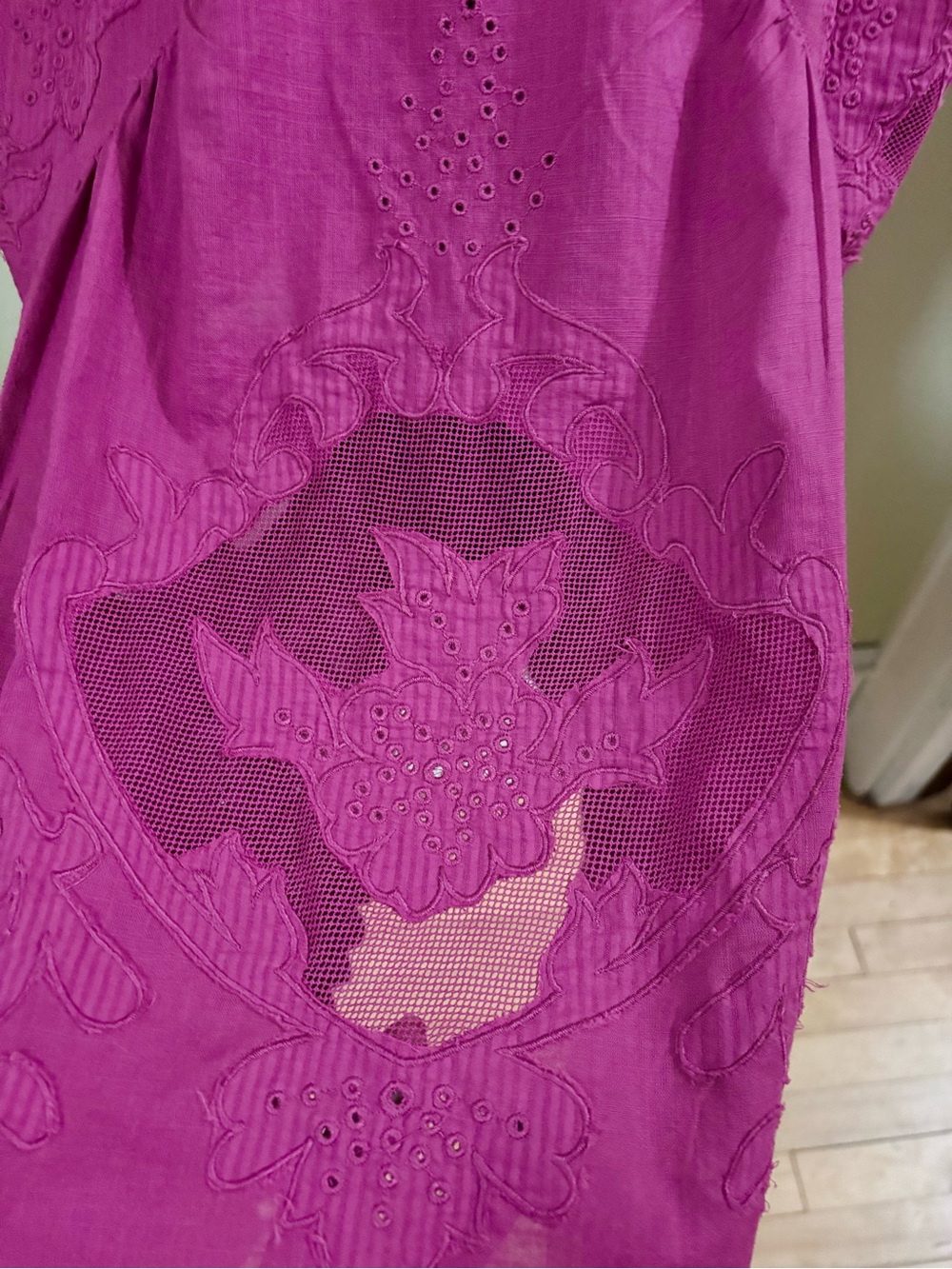 Free People Magenta Embroidered V-Neck Mini Dress - Picture 11 of 16
